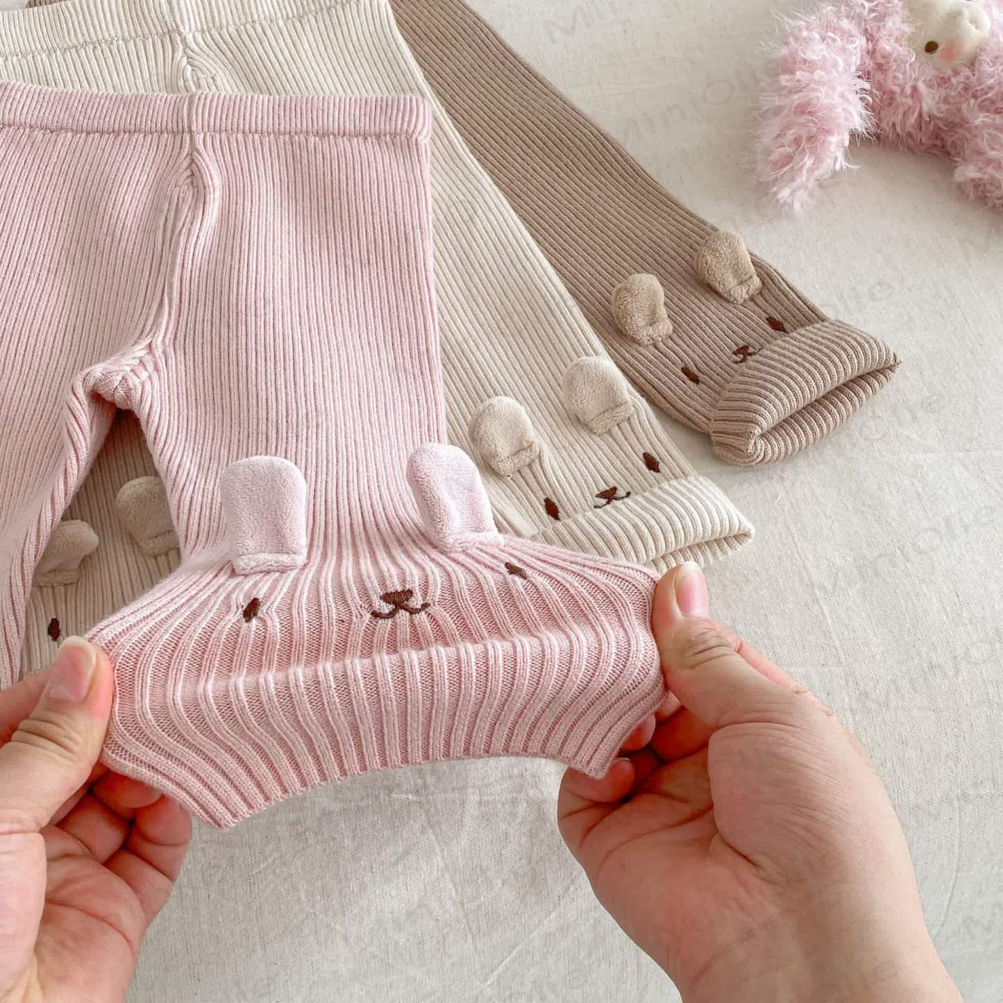 ベビー幼児女の子用刺繍入りウサギ柄ニットレギンス - image 9