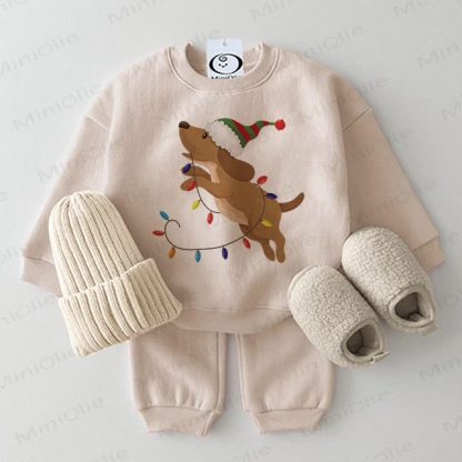 ベビークリスマスドッグ2ピースベージュセット - ベージュ - 2～3歳 - image 1