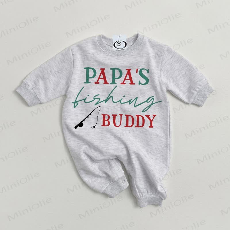 PAPA'S FIHSING BUDDYベビーグレーロンパー - グレー - 2～3歳 - image 1