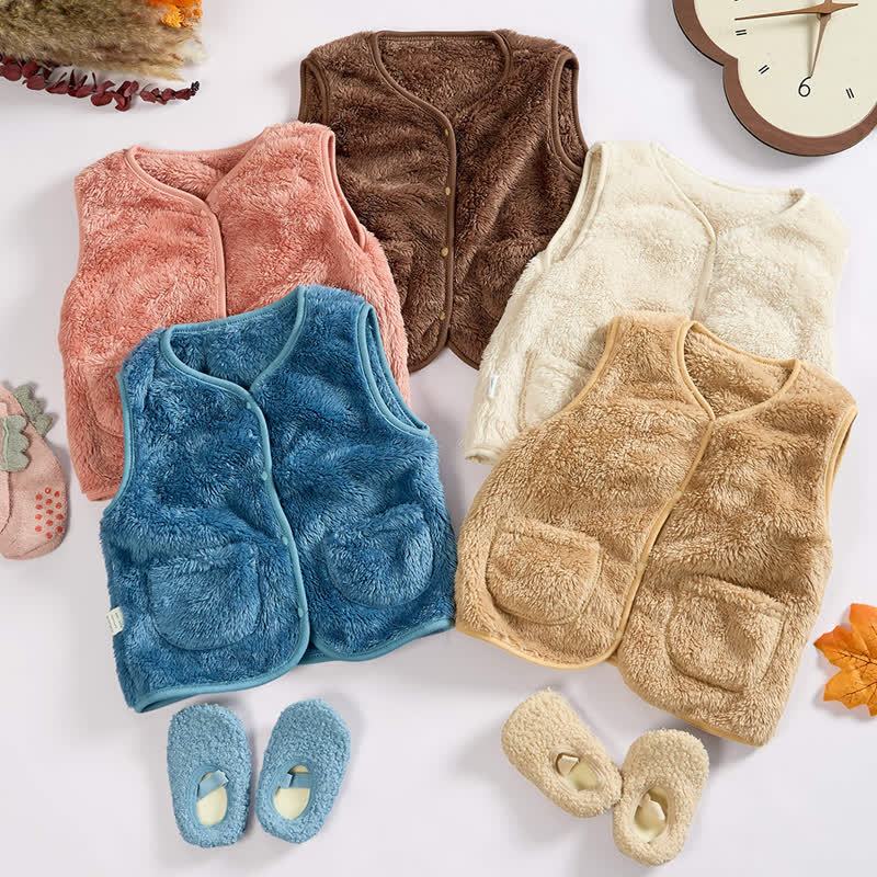 ベビー幼児用無地フリースベストジャケット - image 3