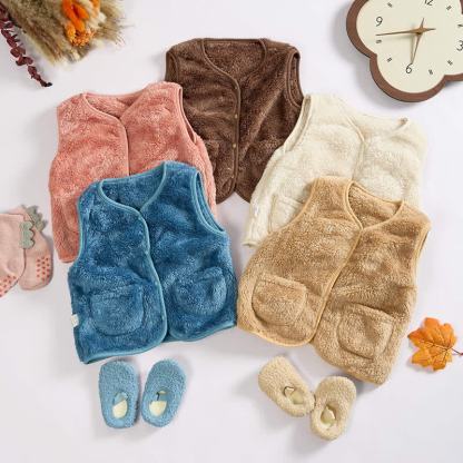 ベビー幼児用無地フリースベストジャケット - image 2