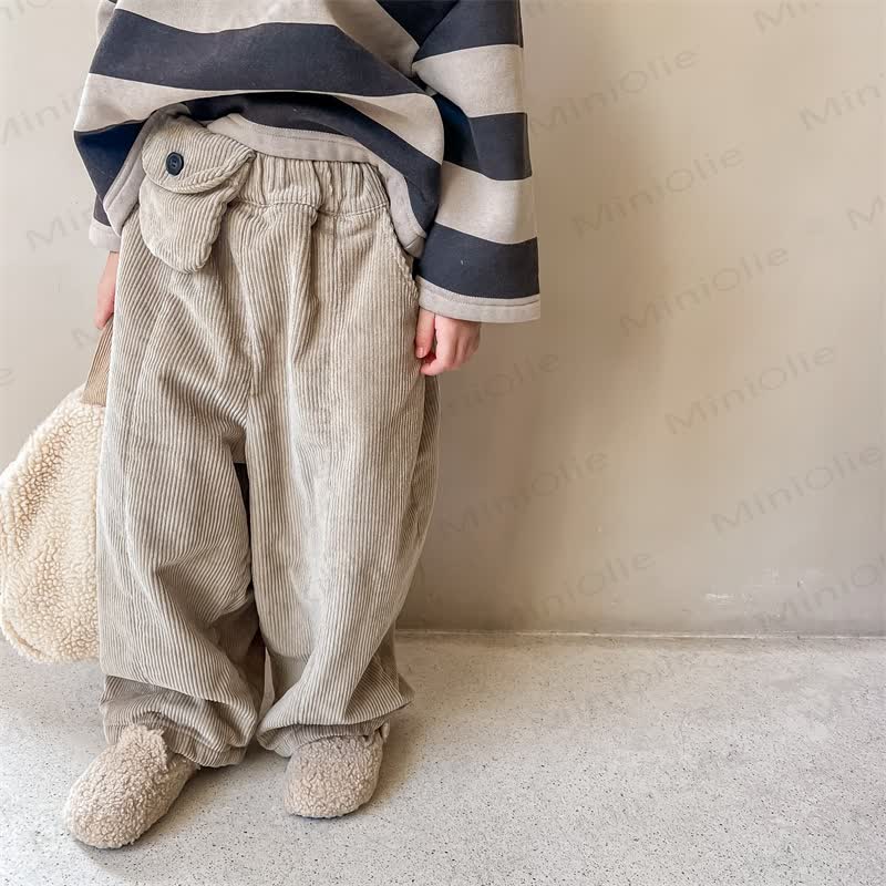 ベビー 幼児 女の子 コードフリース裏地パンツ - カーキ - 8歳 - image 2