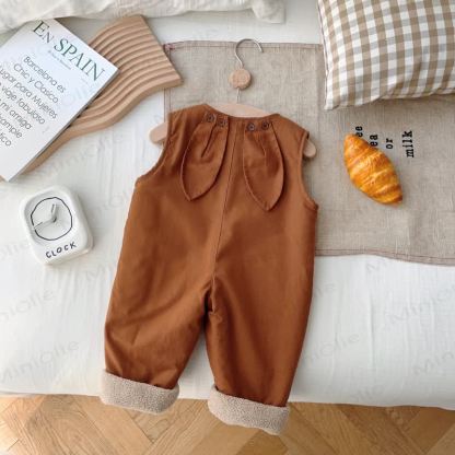 ベビー幼児用バニーフリース裏地オーバーオール - 茶色 - 5～7歳 - image 3