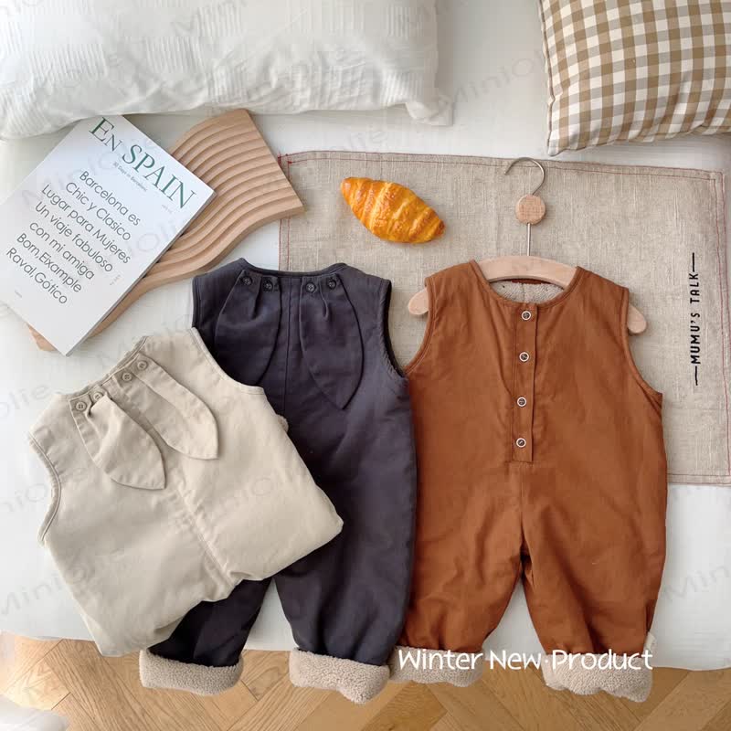 ベビー幼児用バニーフリース裏地オーバーオール - image 1