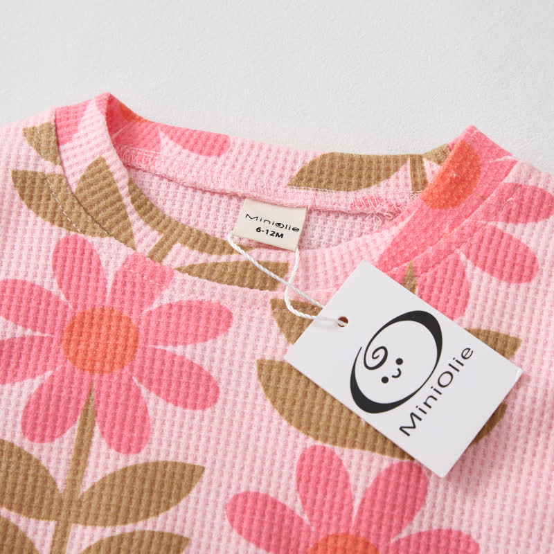 ベビー幼児用ピンクひまわりワッフル2ピースセット - image 4