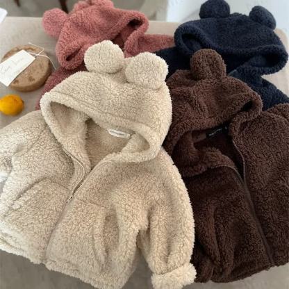 ベビー幼児用フード付き無地アウターウェア - image 1