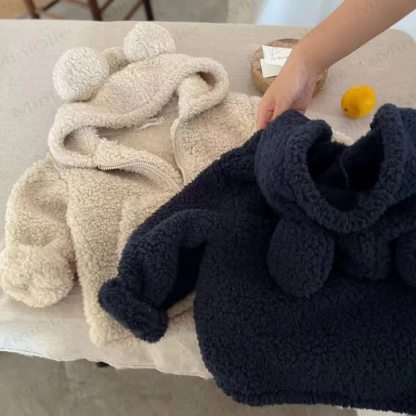 ベビー幼児用フード付き無地アウターウェア - image 2