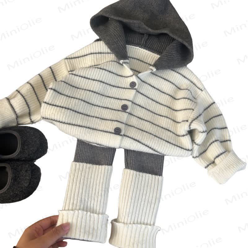 幼児用女の子用ストライプニットセーター/レギンス - image 2