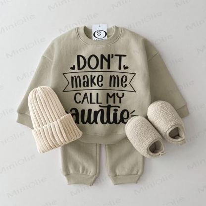 「DON'T MAKE ME CALL MY AUNTIE」ベビースウェットシャツ 2点セット グレーグリーン - グレーグリーン - 2～3歳 - image 1