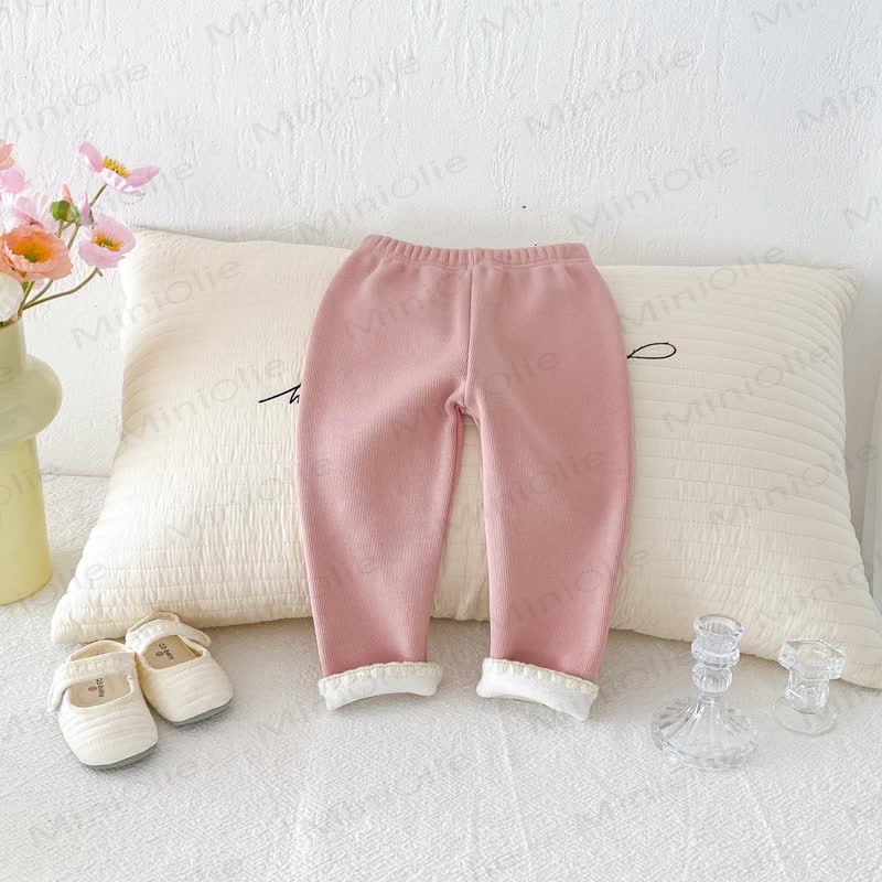 ベビー幼児女の子用ニットレースフリース裏地レギンス - image 12