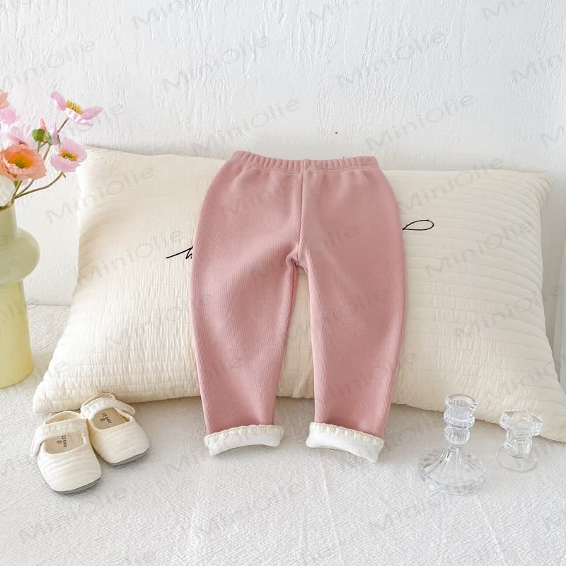 ベビー幼児女の子用ニットレースフリース裏地レギンス - image 12