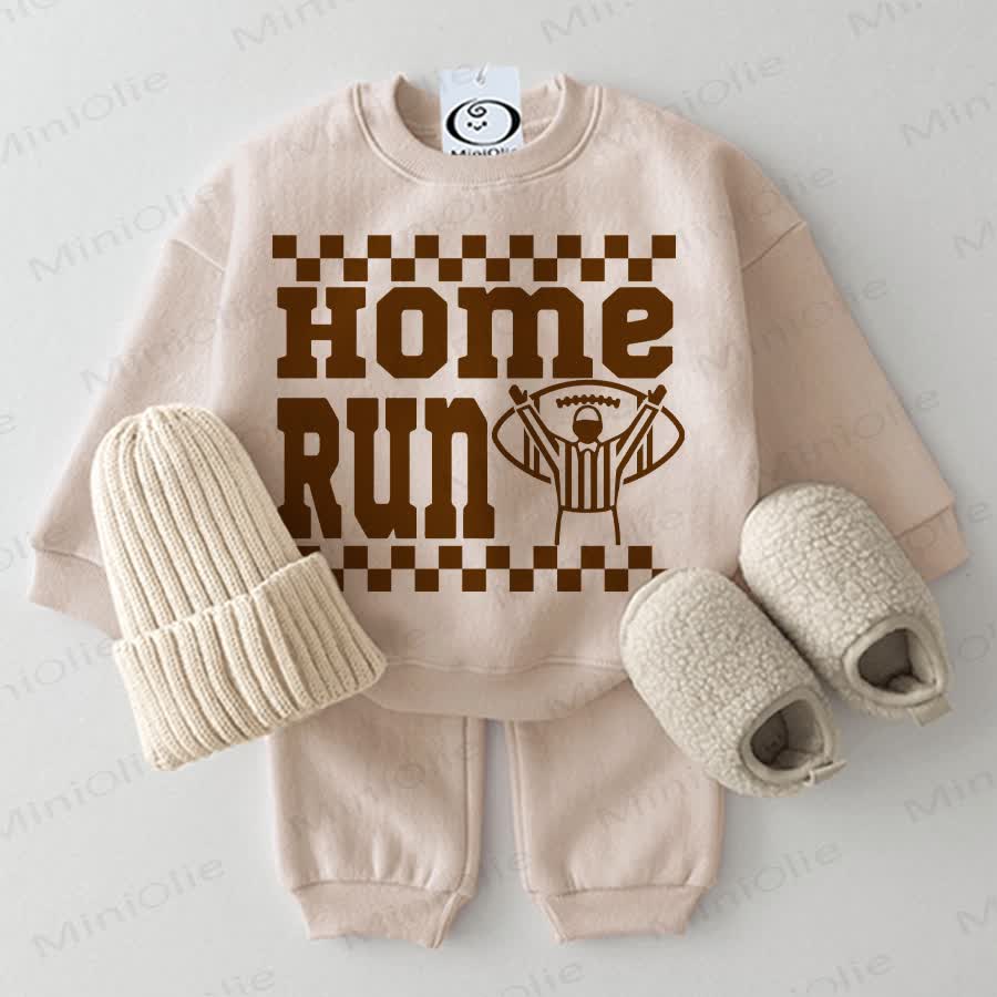 HOME RUNベビー ベースボール スウェットシャツ＆パンツ 2点セット ベージュ - ベージュ - 2～3歳 - image 1