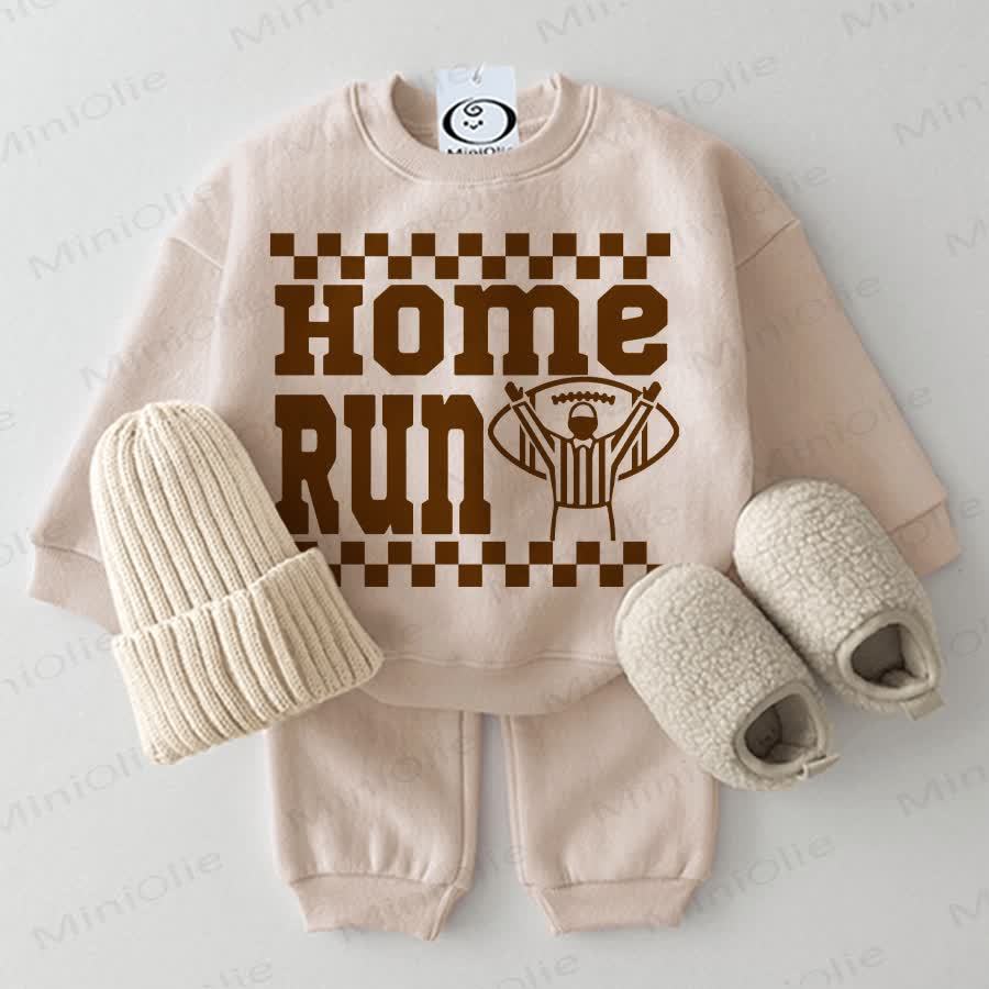 HOME RUNベビー ベースボール スウェットシャツ＆パンツ 2点セット ベージュ - ベージュ - 2～3歳 - image 1