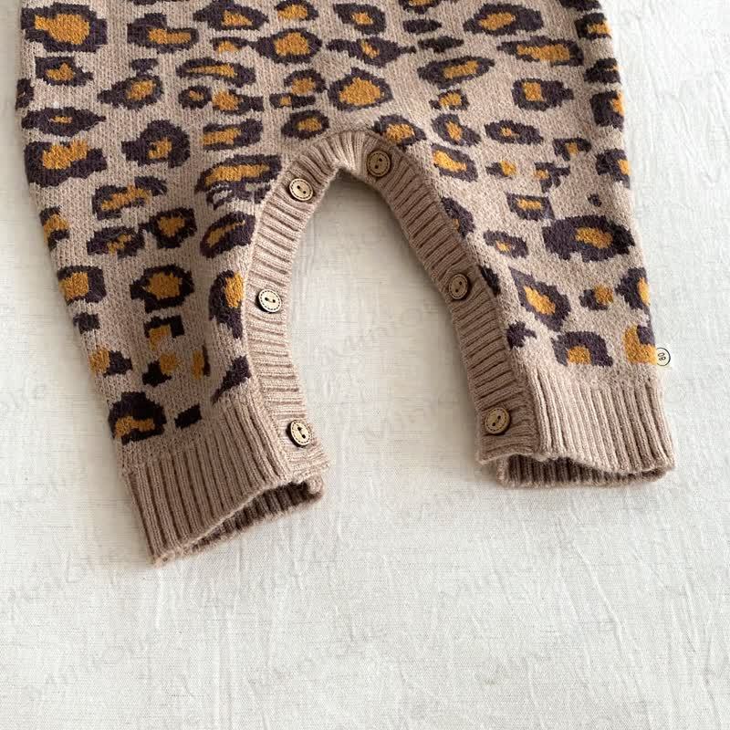 女の子用ニットヒョウ柄セーター/ロンパー - image 11