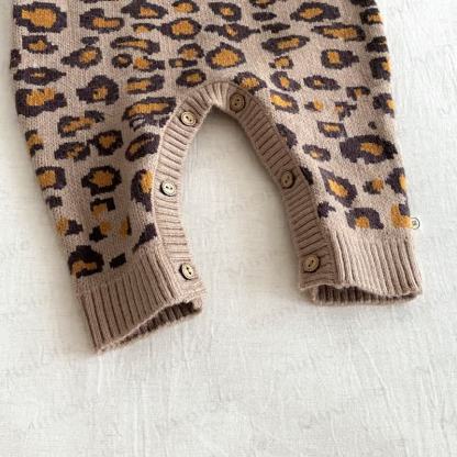女の子用ニットヒョウ柄セーター/ロンパー - image 11