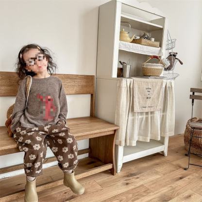 ベビー幼児女の子用フラワーコーヒーパンツ - image 3