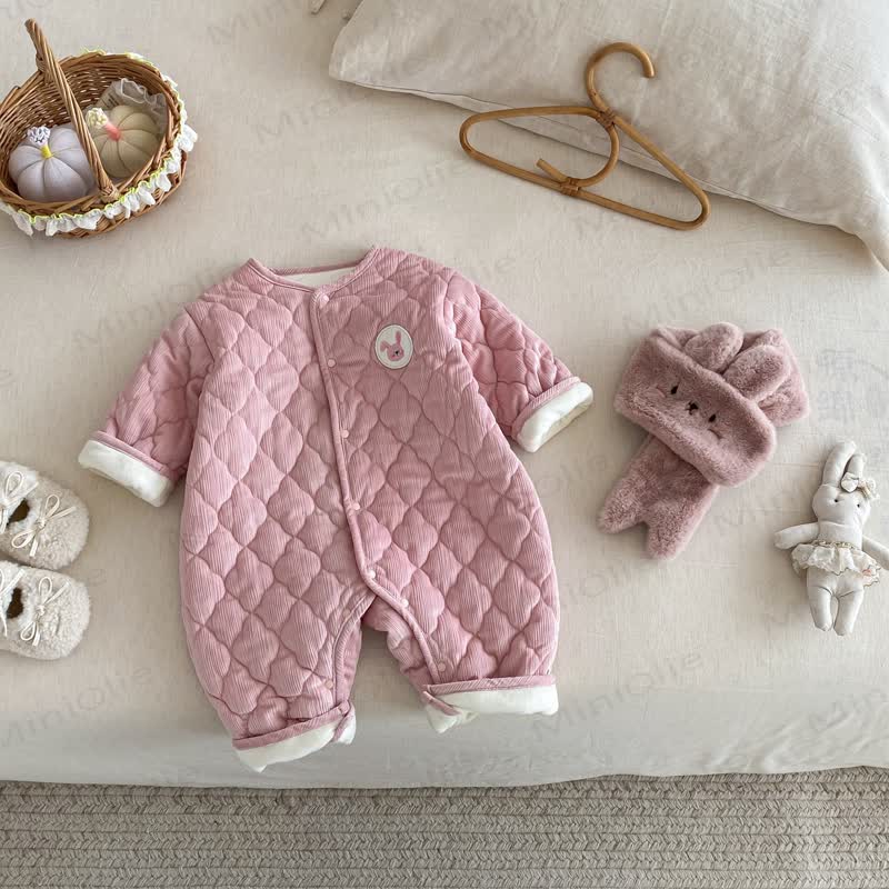 ベビースカーフ かわいい漫画キルティングロンパース - ピンク - 18～24ヶ月 - image 3