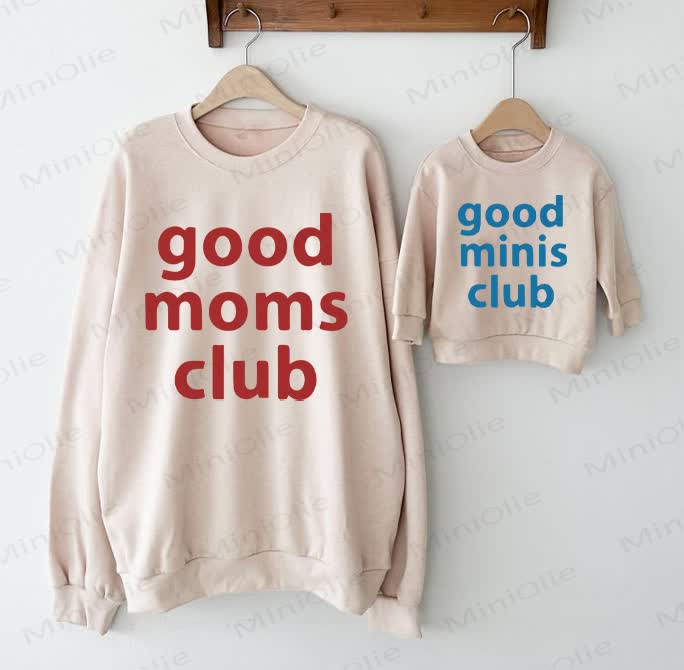 GOOD MOMS CLUB/GOOD MINIS CLUBマミー＆ミー ベビー ベージュ ファミリー スウェットシャツ - ベージュ - 大人用スウェットシャツ：XL - image 1