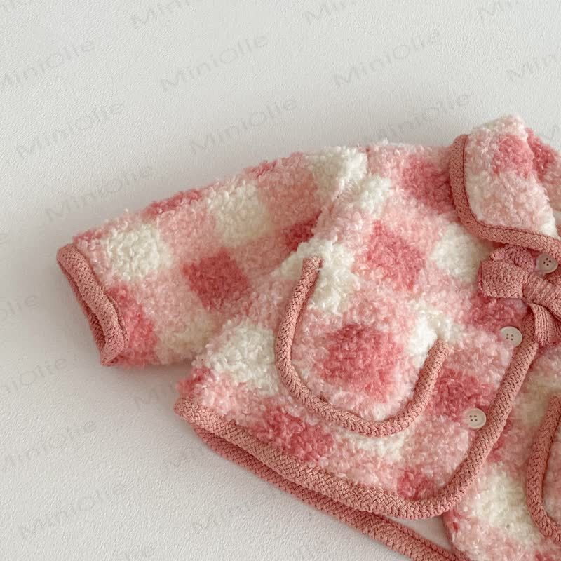 ベビー 幼児 女の子 フリース レッド ホワイト チェック アウターウェア & パンツ - image 8