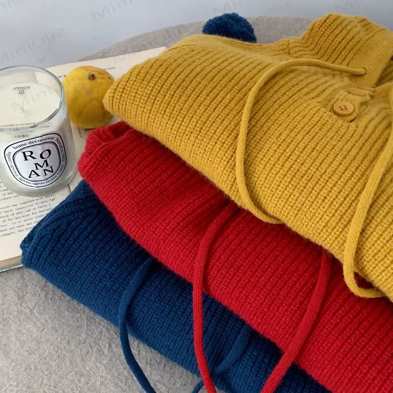 ベビー幼児用無地フード付きセーター - image 4