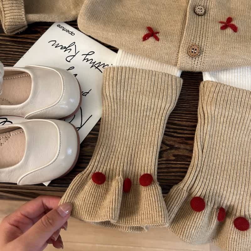 幼児用女の子用リボンニットコーヒーセーター/レギンス - コーヒーレギンス - 12歳 - image 4