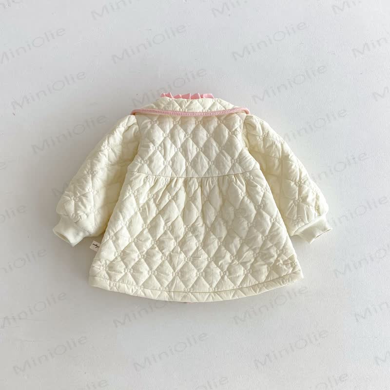 女の子用無地スウィートラペルアウター - image 4