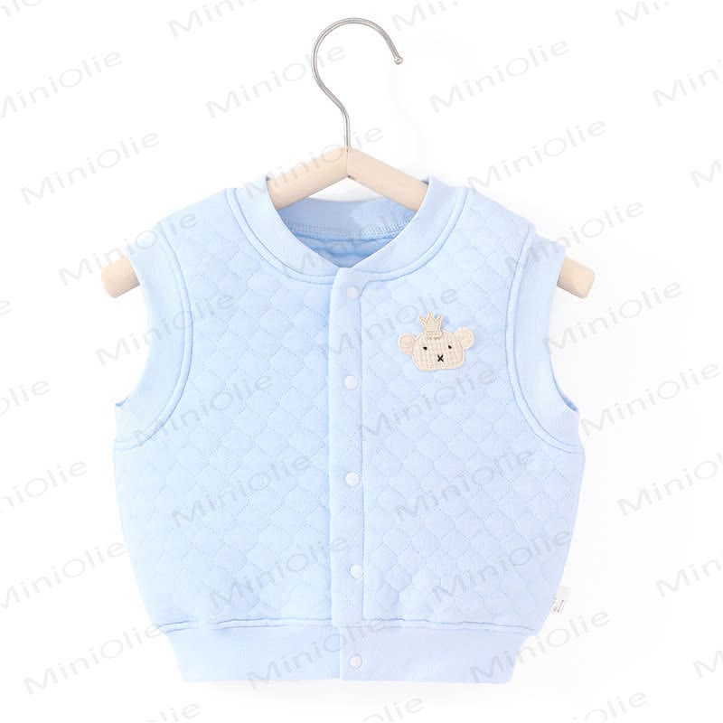 ベビー無地キルティングベストアウターウェア - 青 - 3～5歳 - image 3