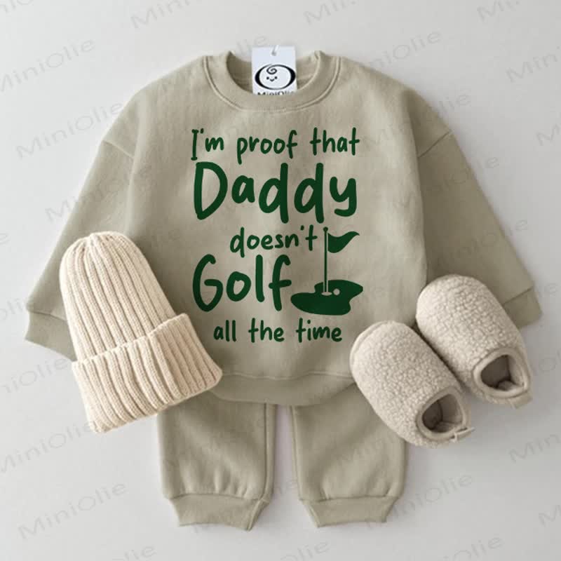 I'M PROOF THAT DADDY DOESN'T GOLF ALL THE TIMEベビーグレーグリーン 2点セット - グレーグリーン - 2～3歳 - image 1