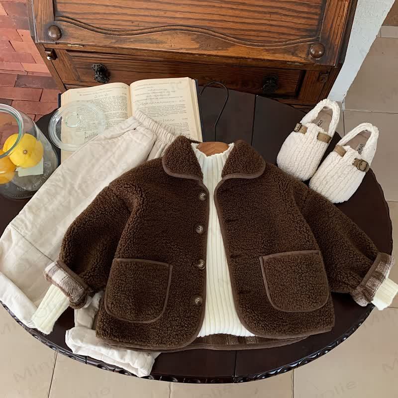 ベビー無地ラペルアウター - 茶色 - 10歳 - image 2