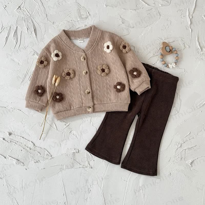 ベビーフラワーニット ダークブラウン 2点セット - image 4