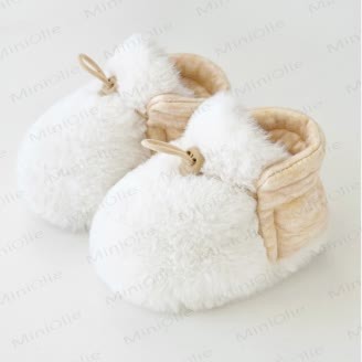 ベビーフリース暖かい靴 - 白 - 6～12ヶ月 - image 2