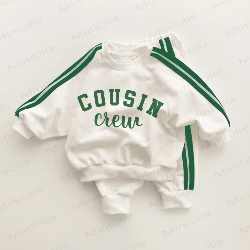 COUSIN CREWベビー 幼児用 グリーン ストライプ 2点セット - ホワイト＆グリーン - 3～5歳 - image 1