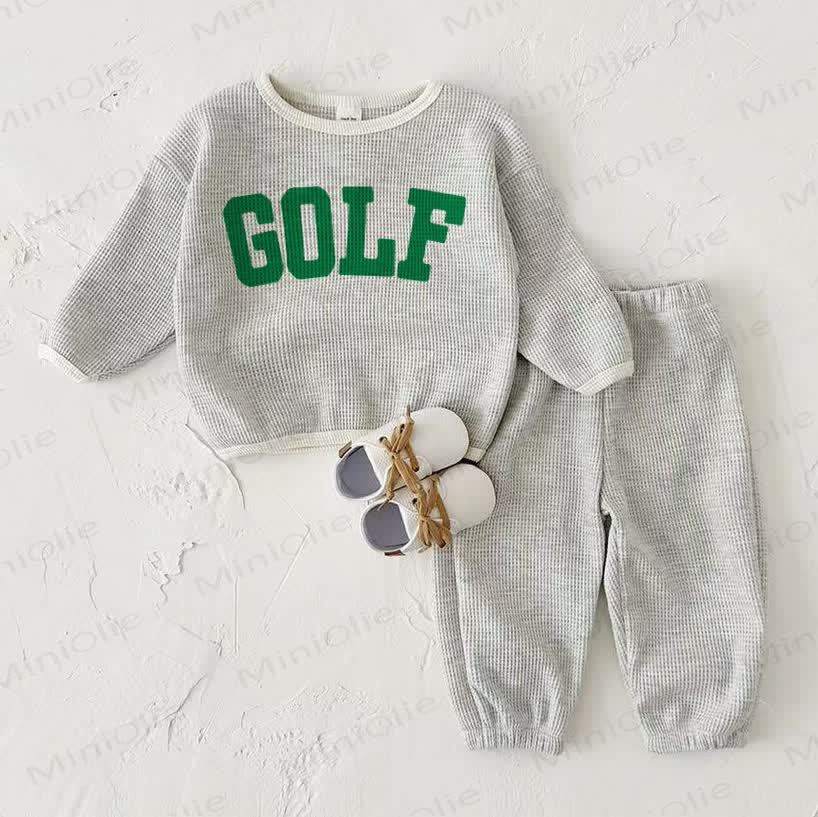 GOLFベビー ワッフル スウェットシャツ 2点セット ライトグレー - ライトグレー - 2～3歳 - image 1