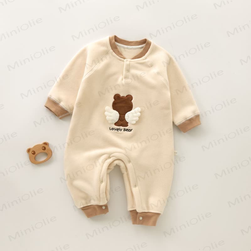 LOVELY BEARベビーフリースベアロンパース - かつらをかぶったクマ - 2～3歳 - image 4