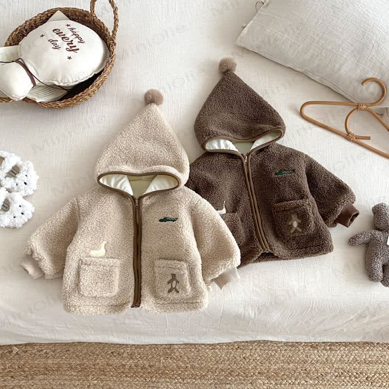 ベビー刺繍入り漫画フード付きアウターウェア - image 1