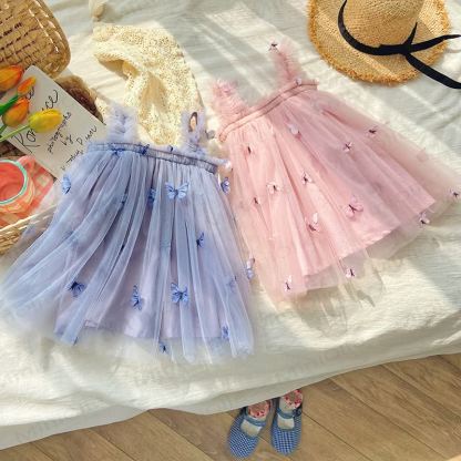 幼児用女の子用リボンメッシュノースリーブチュチュDress - image 3