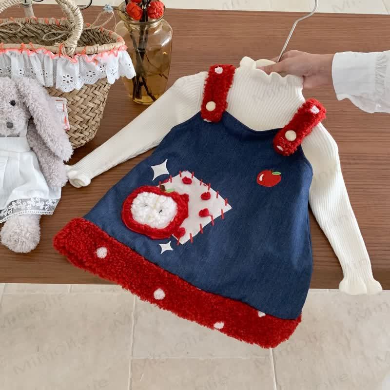 幼児用女の子用アップルデニムフリースノースリーブDress/ホワイトトップス - image 3