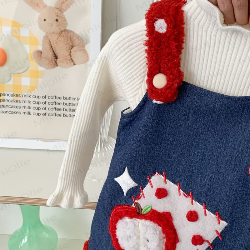 幼児用女の子用アップルデニムフリースノースリーブDress/ホワイトトップス - image 8