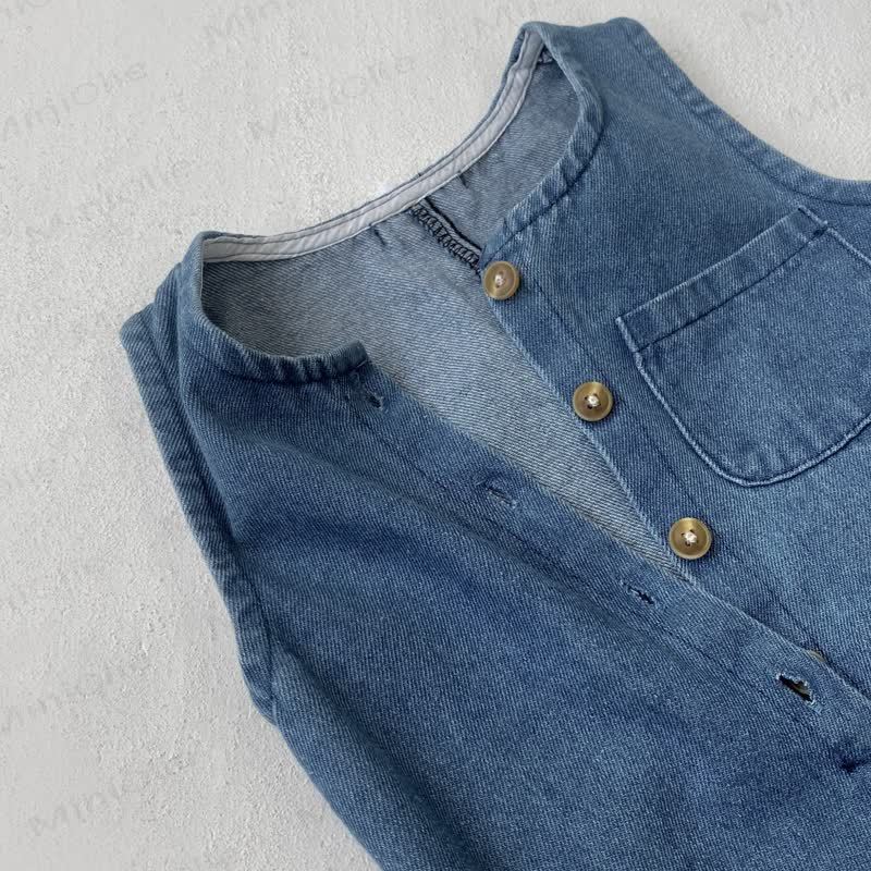 ベビーデニム無地ブルーオーバーオール - image 7