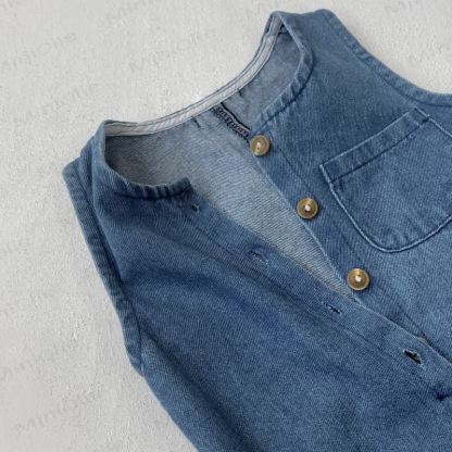 ベビーデニム無地ブルーオーバーオール - image 7