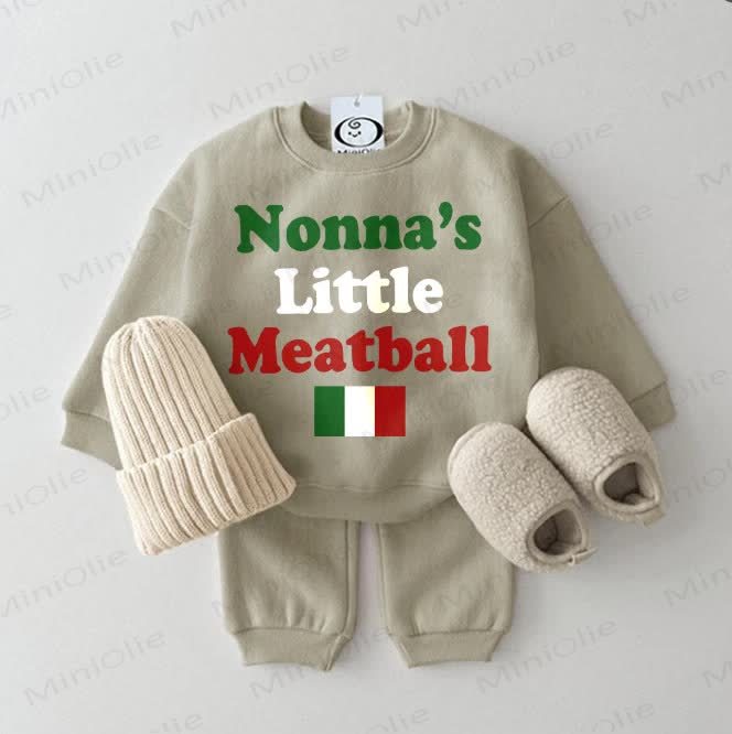 NONNA'S LITTLE MEATBALLベビー スウェットシャツ 2点セット グレーグリーン - グレーグリーン - 2～3歳 - image 1