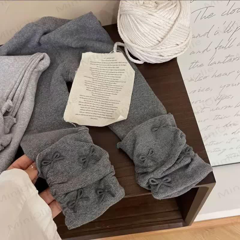 ベビー幼児用女の子用リボンフリルレギンス - ダークグレー - 5～7歳 - image 3