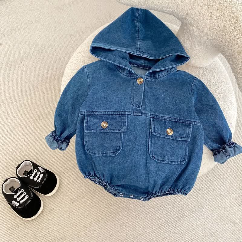 ベビーデニムポケットフード付きボディスーツ - image 5