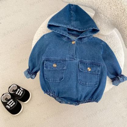 ベビーデニムポケットフード付きボディスーツ - image 5