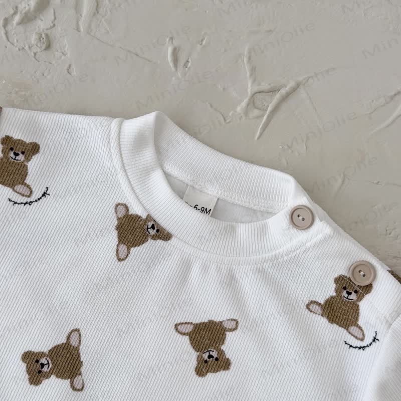 ベビーボーイ ベアニット ホワイト 2ピースセット - image 7