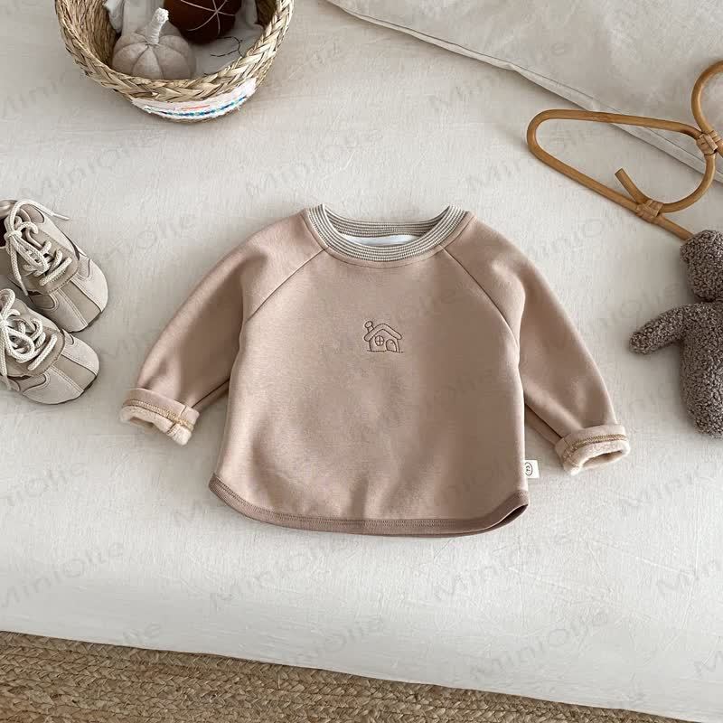 ベビー幼児男の子用刺繍入りリトルハウスTシャツ - カーキ - 5～7歳 - image 2