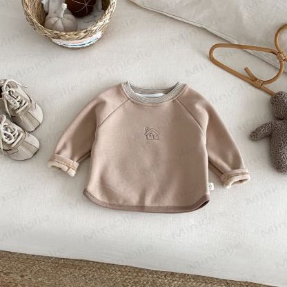 ベビー幼児男の子用刺繍入りリトルハウスTシャツ - カーキ - 5～7歳 - image 2