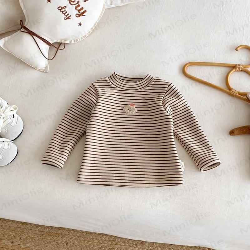 ベビー 幼児 女の子 ストライプ フリース Tシャツ - 茶色 - 5～7歳 - image 4