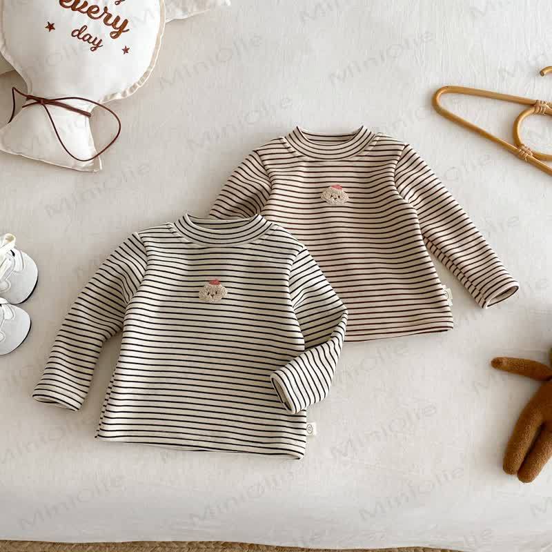 ベビー 幼児 女の子 ストライプ フリース Tシャツ - image 1