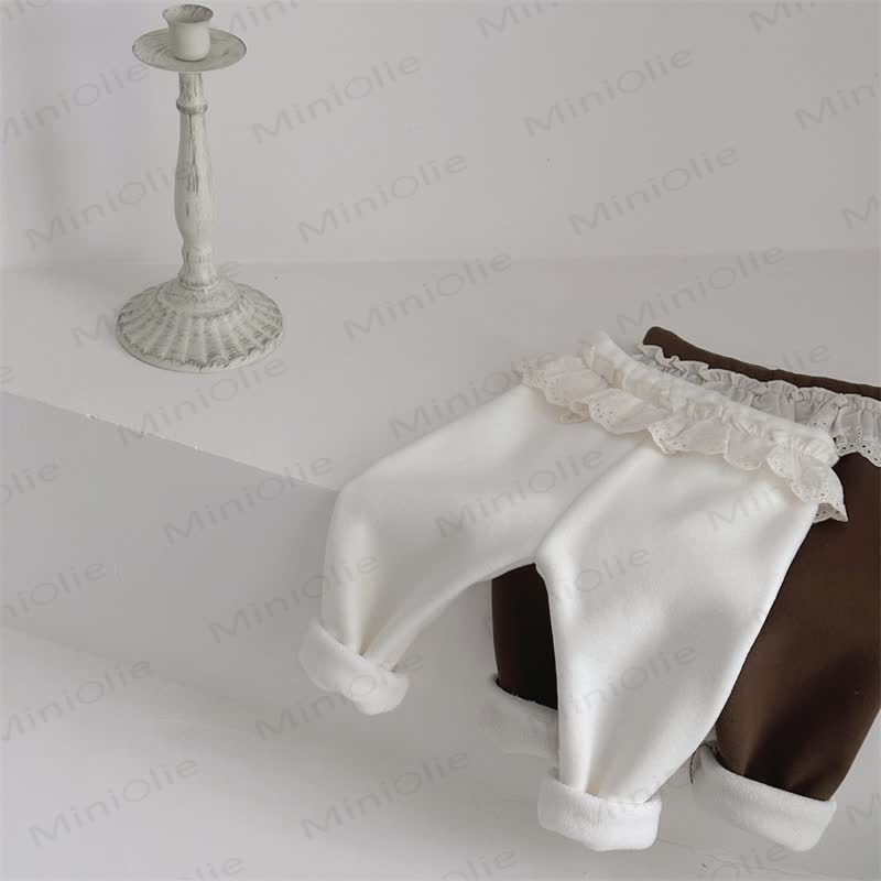 ベビーガールズ フリース裏地 レースレギンス - image 3